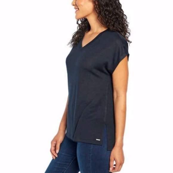 ORVIS Ladies Short Sleeve Soft Feel V-Neck Tunic Top - Black NWT - Picture 4 of 4